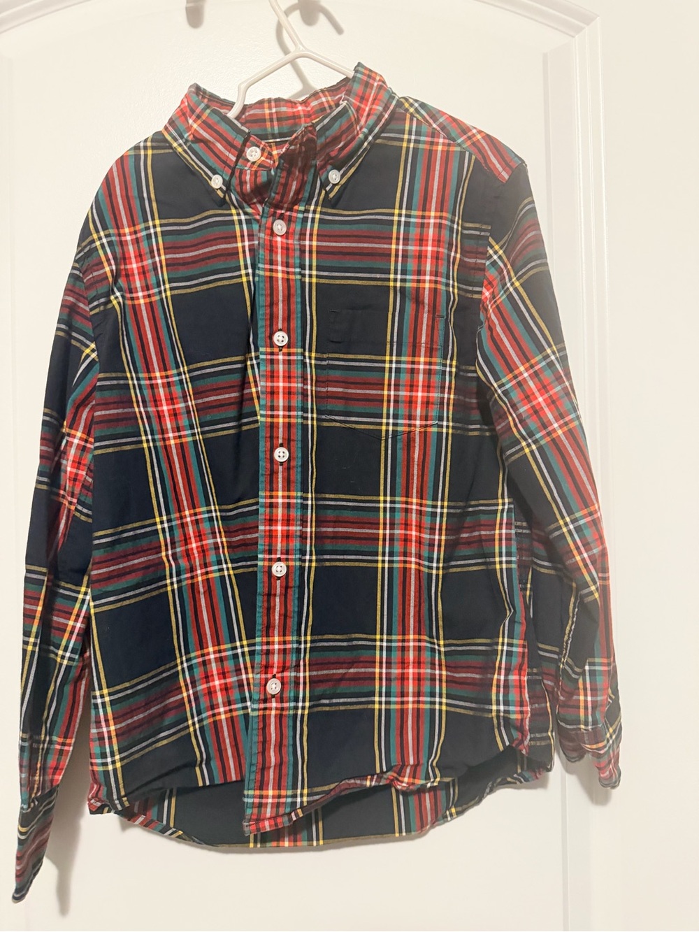 Crewcuts Boys Black Red Plaid Button-Down Shirt Christmas